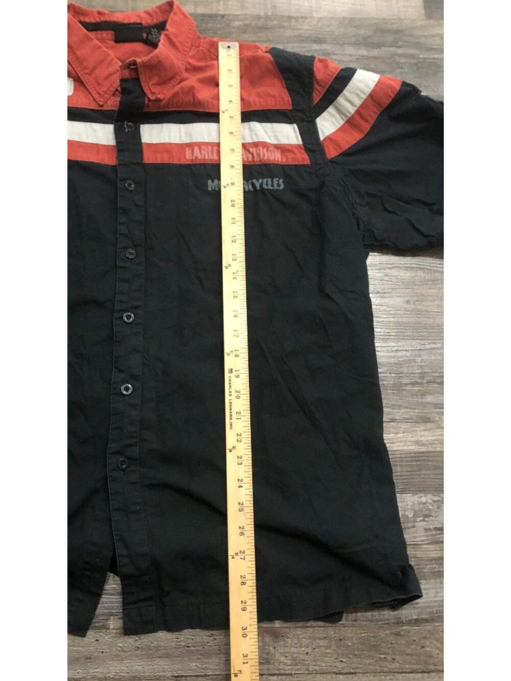 Harley Davidson Mens 3XL Black & Red Button Up Mechanic Shirt Short Sleeve - Picture 7 of 7